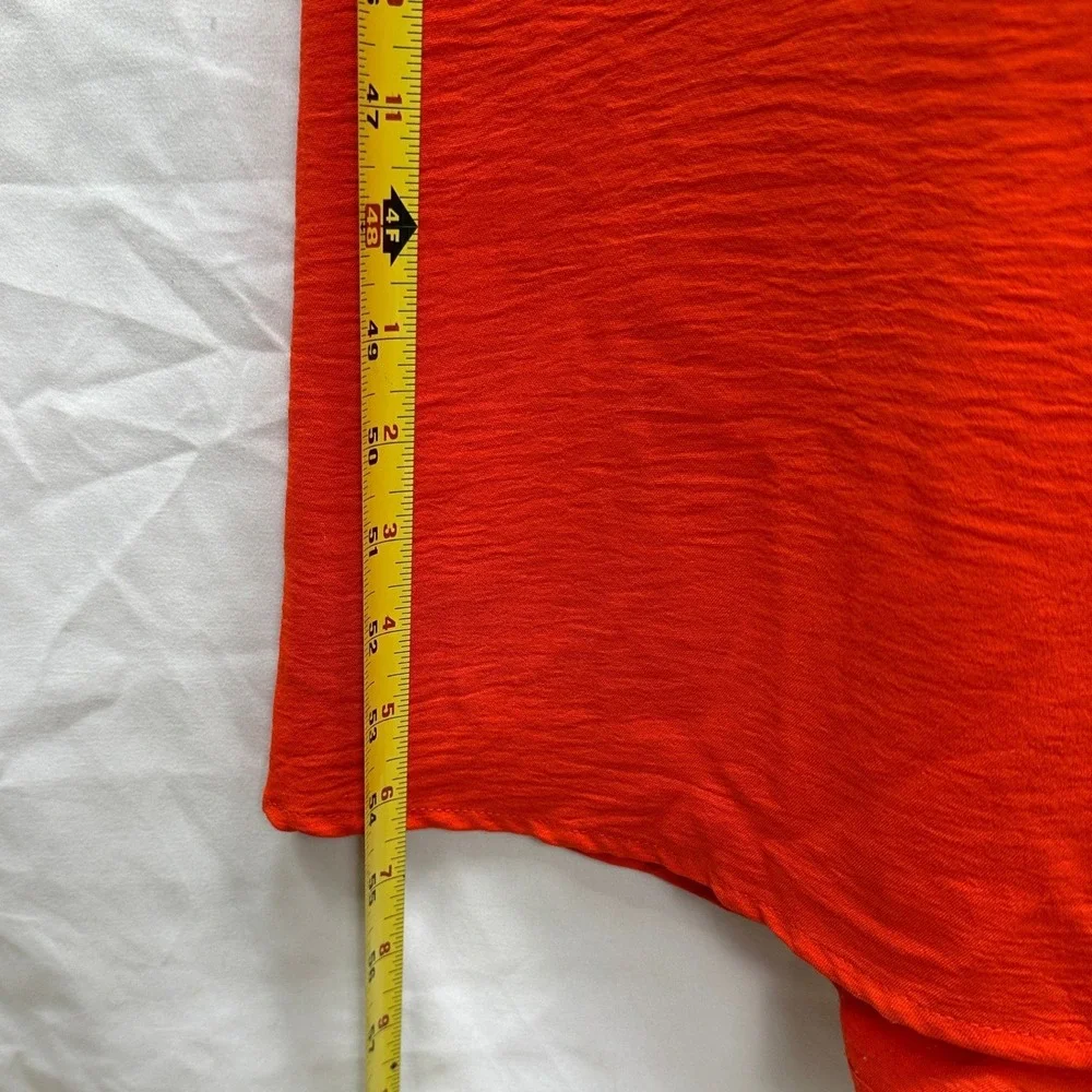 Monteau Maxi Sun Dress Adjustable Spaghetti‎ Strap Orange Tiered Crepe Open Back
